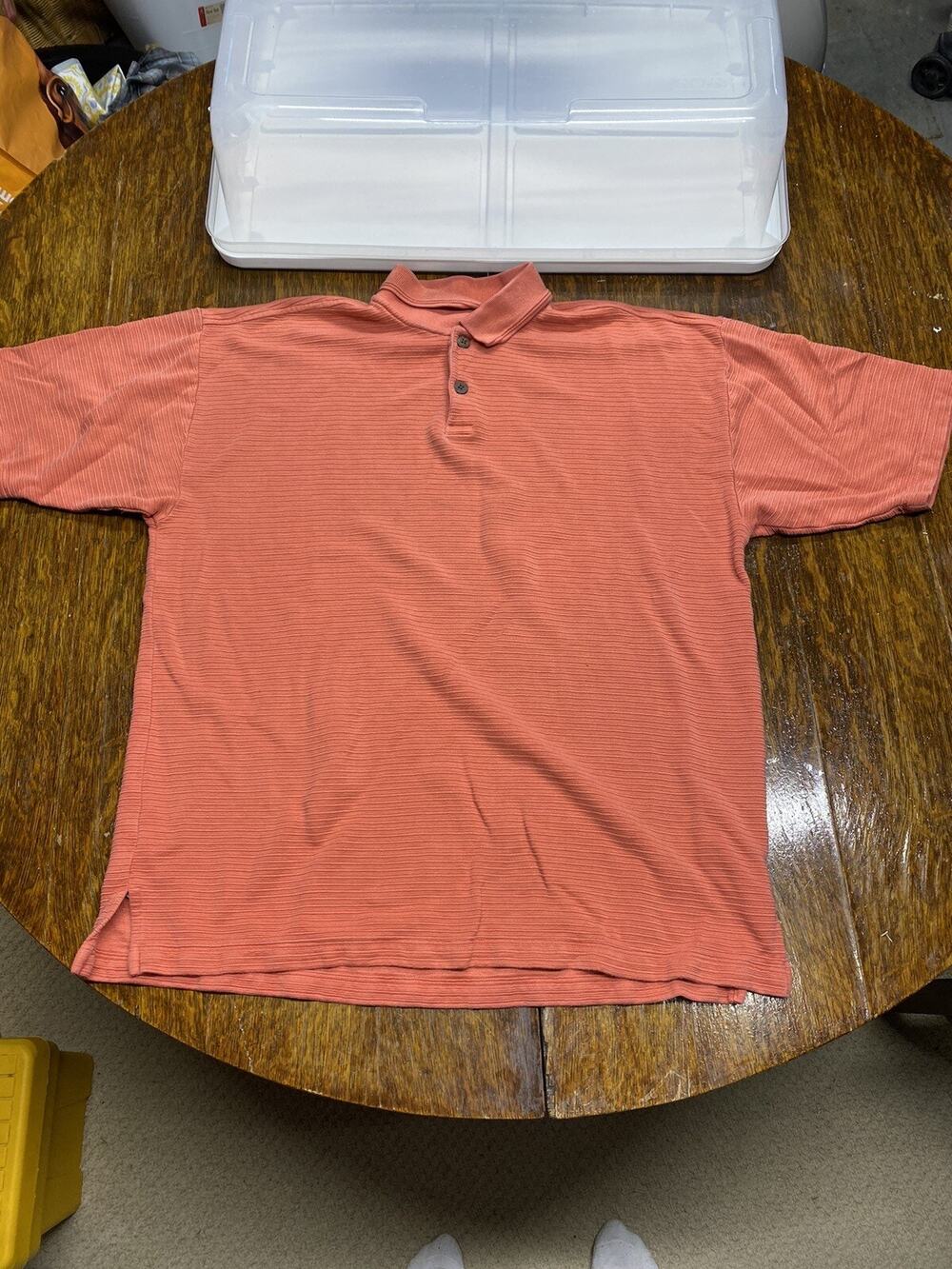 Tommy Bahama Polo Shirt Mens Large Orange Short Sleeve Silk Cotton Blend